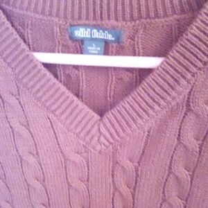 Wild Fable Women's V-Neck Cable Knit Sweater - Brown